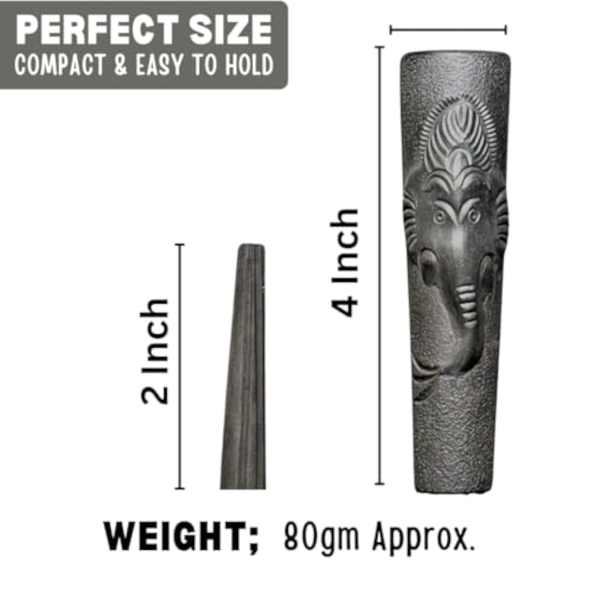 Handmade Black Clay Ganesha Chillum, Artisan Craftsmanship